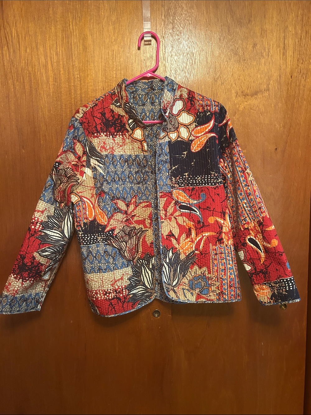 Women’s Quilted Quilted Blazer Jacket - Red Multi